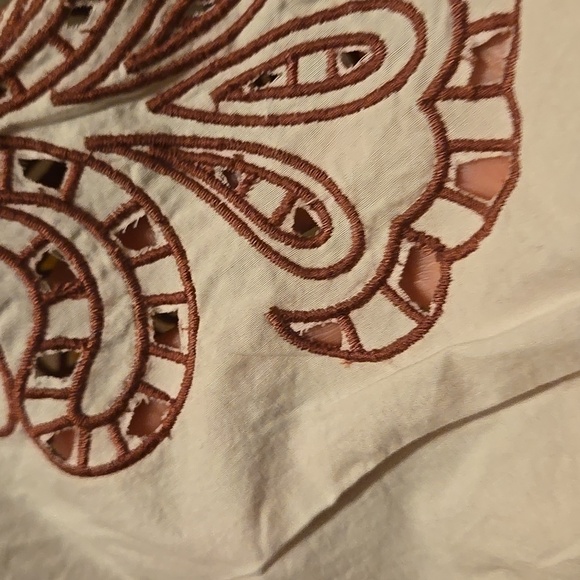 Boho Medium Embroidered Cream Womens Viral New Summer Granola Blouse - Picture 10 of 13